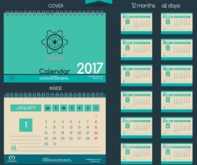 Retro desk calendar 2017 vector template 11