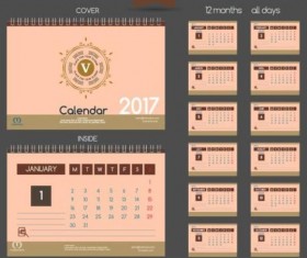 Retro desk calendar 2017 vector template 13