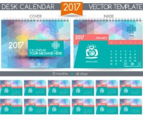 Retro desk calendar 2017 vector template 14