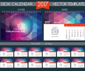 Retro desk calendar 2017 vector template 15