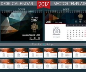 Retro desk calendar 2017 vector template 16