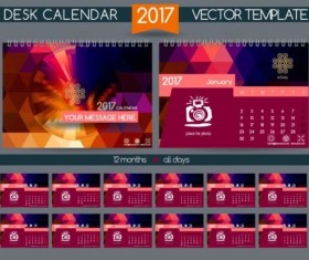 Retro desk calendar 2017 vector template 17