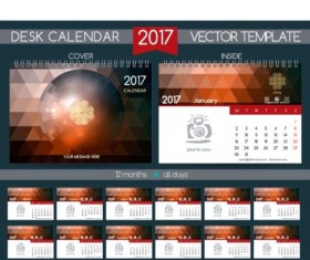 Retro desk calendar 2017 vector template 18