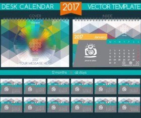 Retro desk calendar 2017 vector template 19