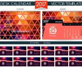 Retro desk calendar 2017 vector template 27