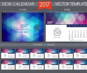 Retro desk calendar 2017 vector template 29