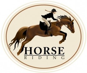 Retro horsewoman labels vector 03