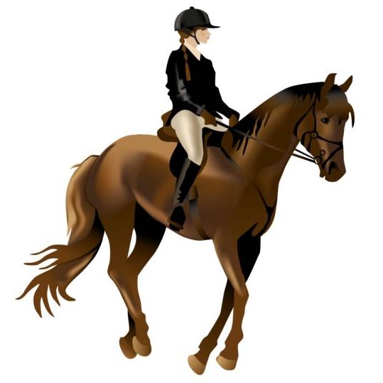 Rider woman and horse vector