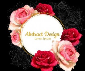 Rose card with black background vector