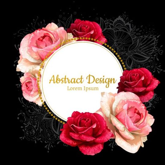 Rose card with black background vector