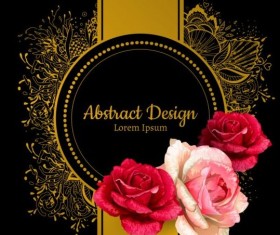 Rose with golden decor and black background vector