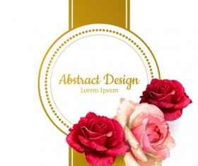 Rose with ornate golden card vector 02