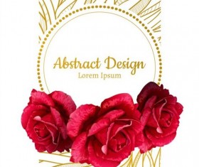 Rose with ornate golden card vector 03