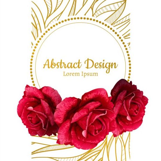 Rose with ornate golden card vector 03