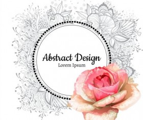 Roses with floral frame vector 02