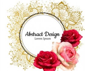 Roses with floral frame vector 03