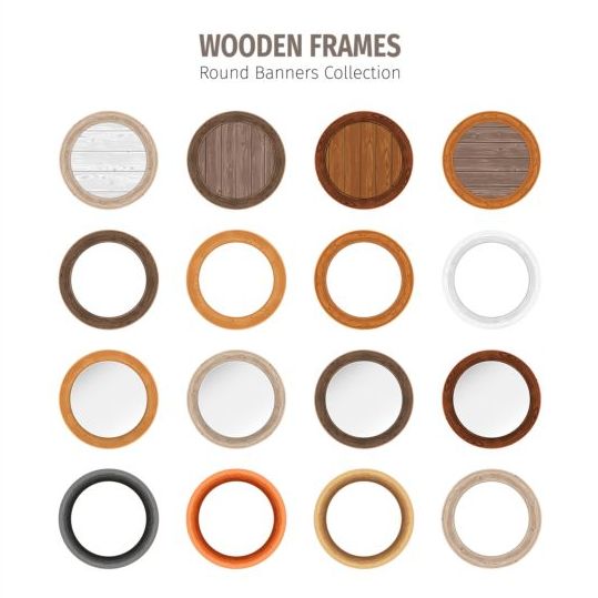 Round wooden frames vector