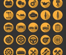 Round yellow car icons vector