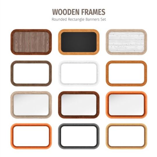 Rounded rectangle wooden frames vector