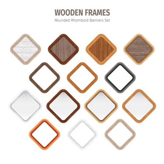 Rounded rhonboid wooden frames vector