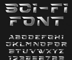 Sci-fi alphabet with number vectors