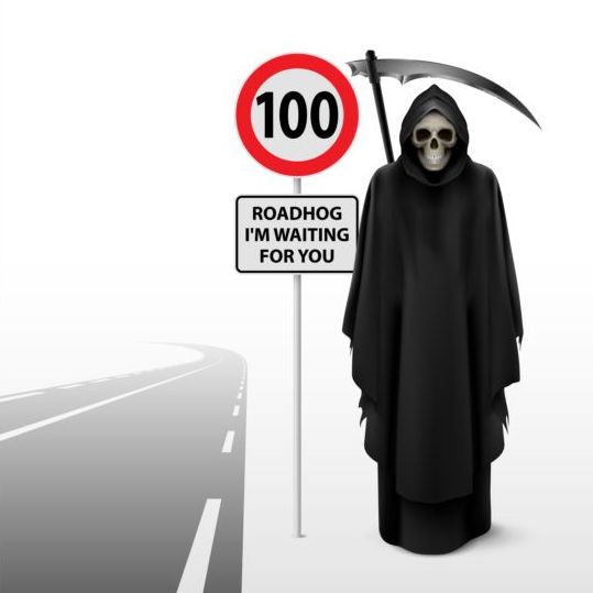 Scytheman with road signs vector 01