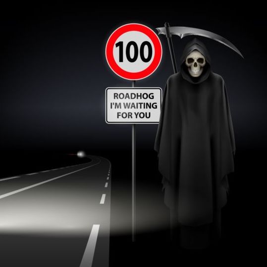 Scytheman with road signs vector 03