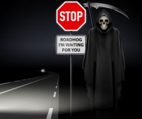 Scytheman with road signs vector 04
