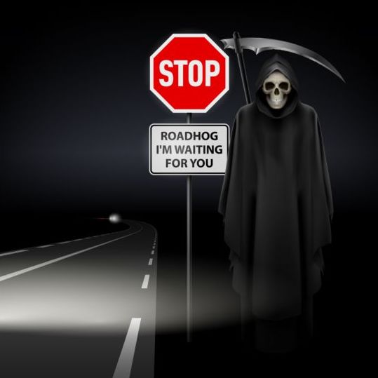 Scytheman with road signs vector 04