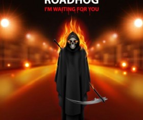 Scytheman with roadHog background vector 03