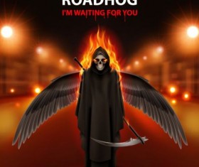 Scytheman with roadHog background vector 04