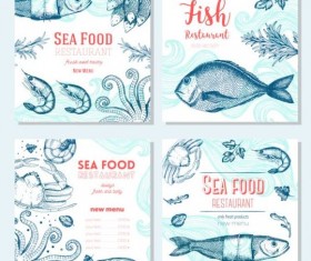 Sea food restaurant menu cover vector 01