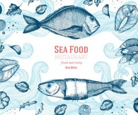 Sea food restaurant menu cover vector 03