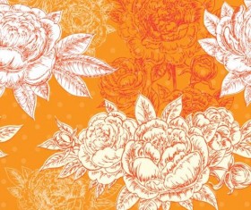 Seamless peonies pattern hand drawn vector 02