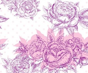 Seamless peonies pattern hand drawn vector 03