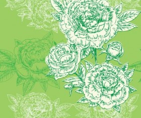Seamless peonies pattern hand drawn vector 04