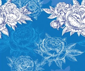 Seamless peonies pattern hand drawn vector 05