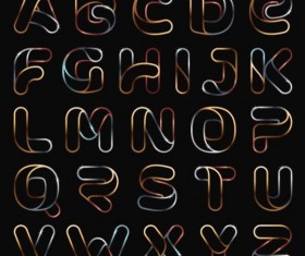Shining alphabet vectors set