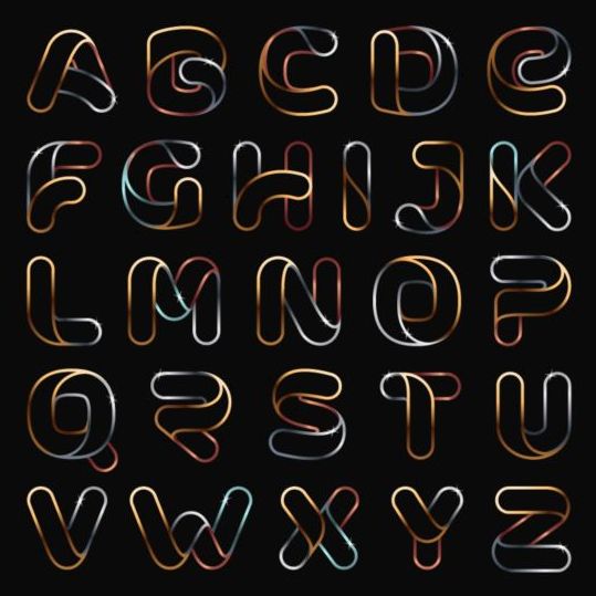 Shining alphabet vectors set