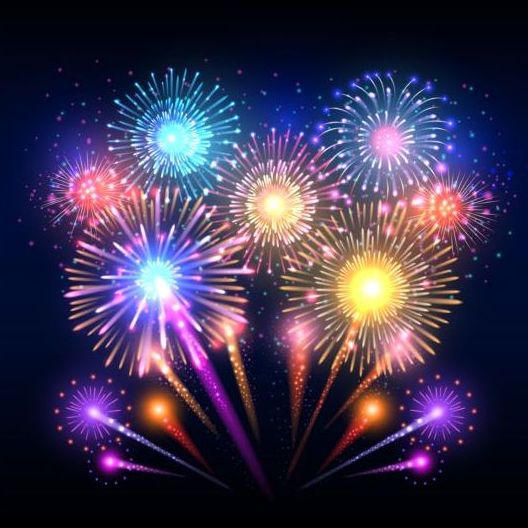 Shining holiday fireworks vector 02