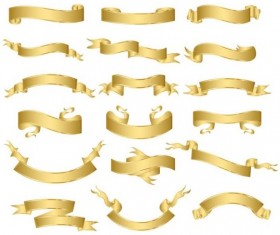 Shiny golden ribbon vector set 01