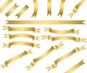 Shiny golden ribbon vector set 02