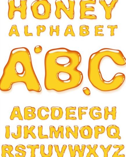 Shiny honey alphabet vector