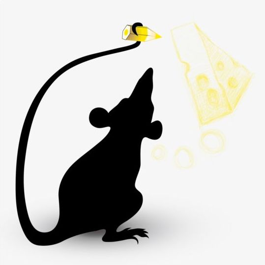 Silhouette mouse and cheese vector