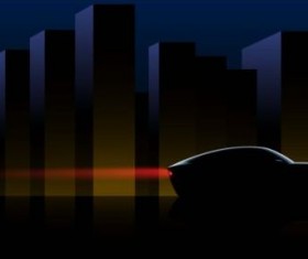 Sport car silhouetter with city skyscrapers vector