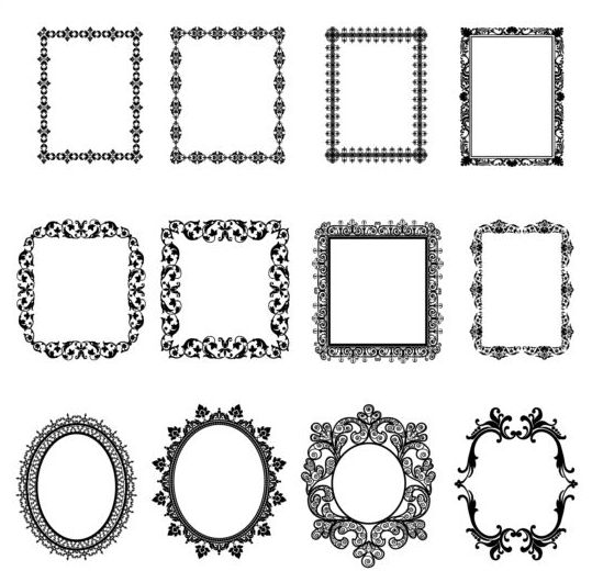 Download Square and round black frame vector free download