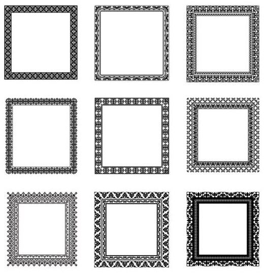 Square black frame vector set 01