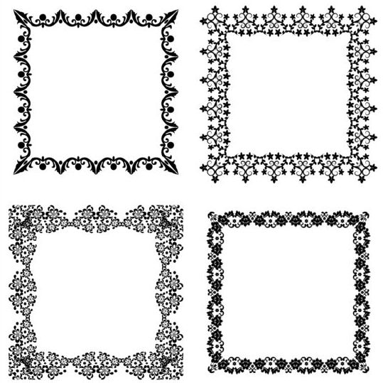 Square black frame vector set 03