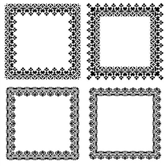 Square black frame vector set 04