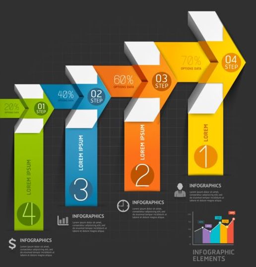 Staircase arrow Infographics design elements vector 02